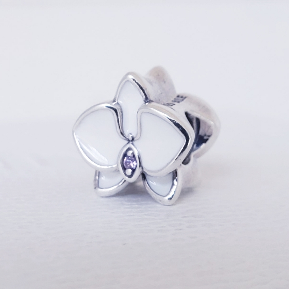 🌸 2 Authentic Pandora ⭐️RETIRED⭐️ ORCHID CHARMS - Picture 8 of 10